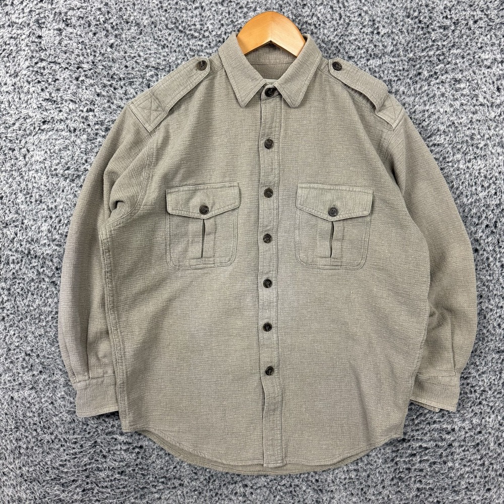 Vintage Banana Republic Safari Shirt Mens Small Field Military Button Up Beige